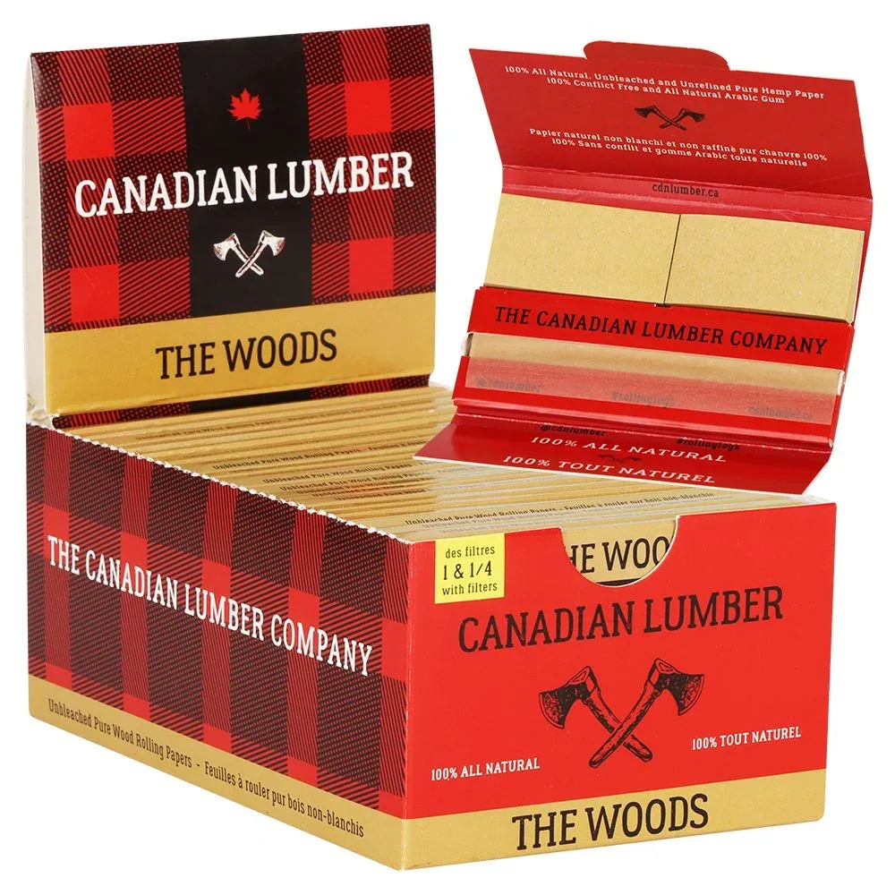 22PK DISPLAY - Canadian Lumber All Natural Rolling Papers & Tips - 1 1/4 / 40pc / The Hippy - Image 2