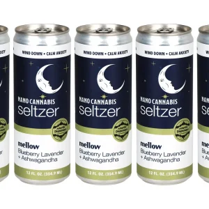 24CT CASE - Asheville Dispensary Nano Cannabis D9 Mellow Seltzer - 12oz / 30mg / Blueberry Lavender / Ashwagandha