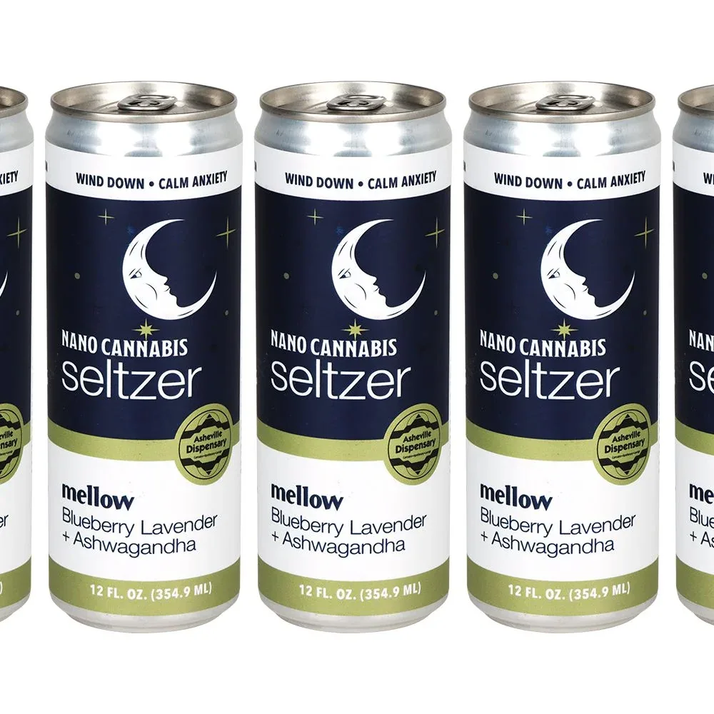 24CT CASE - Asheville Dispensary Nano Cannabis D9 Mellow Seltzer - 12oz / 30mg / Blueberry Lavender / Ashwagandha