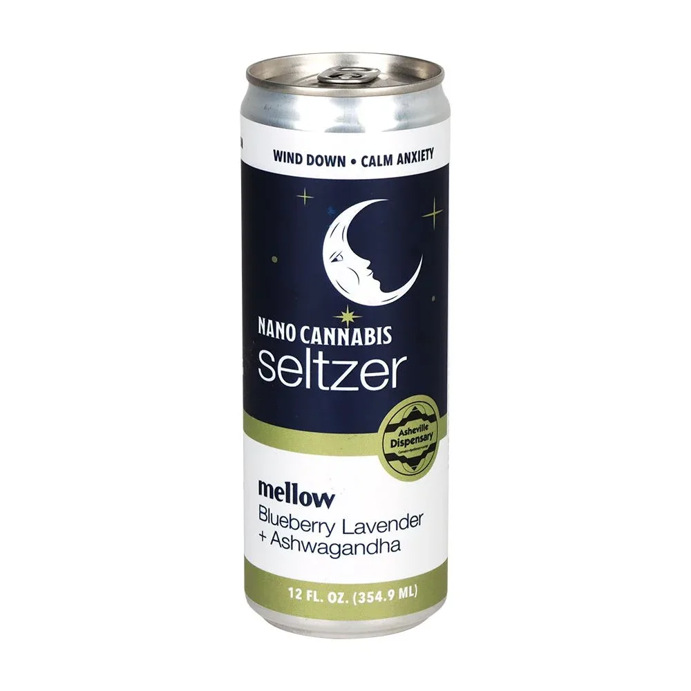 24CT CASE - Asheville Dispensary Nano Cannabis D9 Mellow Seltzer - 12oz / 30mg / Blueberry Lavender / Ashwagandha - Image 2
