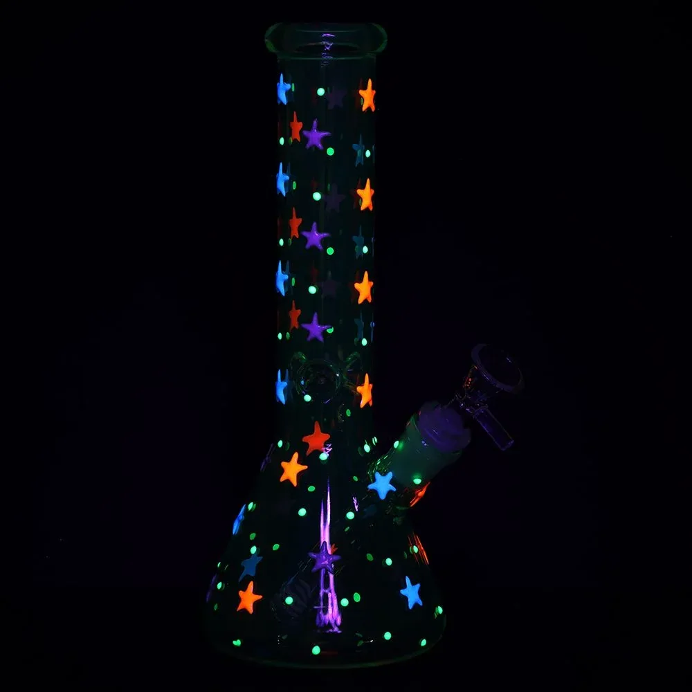 3CT BUNDLE - SeshGear Shining Star Beaker Glass Water Pipe - 10" / 14mm F / Assorted Colors - Image 2