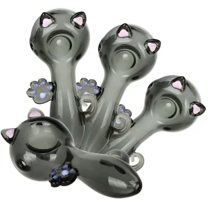 4CT BUNDLE - Pretty Cat Glass Spoon Pipe - 4"