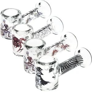 4CT BUNDLE - Pulsar Halloween Glass Hand Pipe Version 2 - 4.5" / Assorted Designs