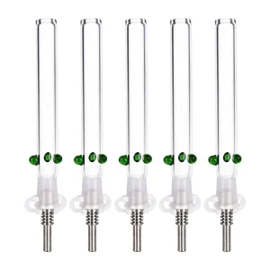 5CT BUNDLE - Glass Honey Straw w/ Titanium Tip - 6" / Clear