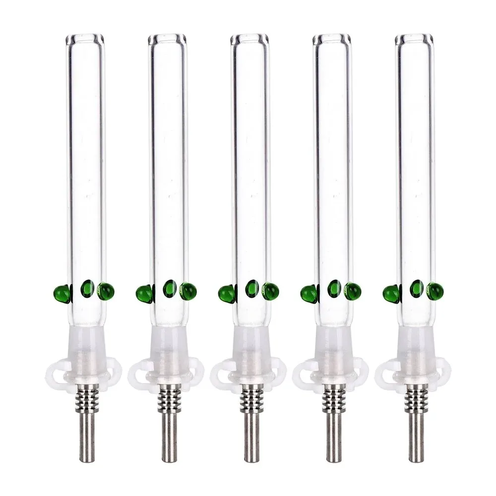 5CT BUNDLE - Glass Honey Straw w/ Titanium Tip - 6" / Clear