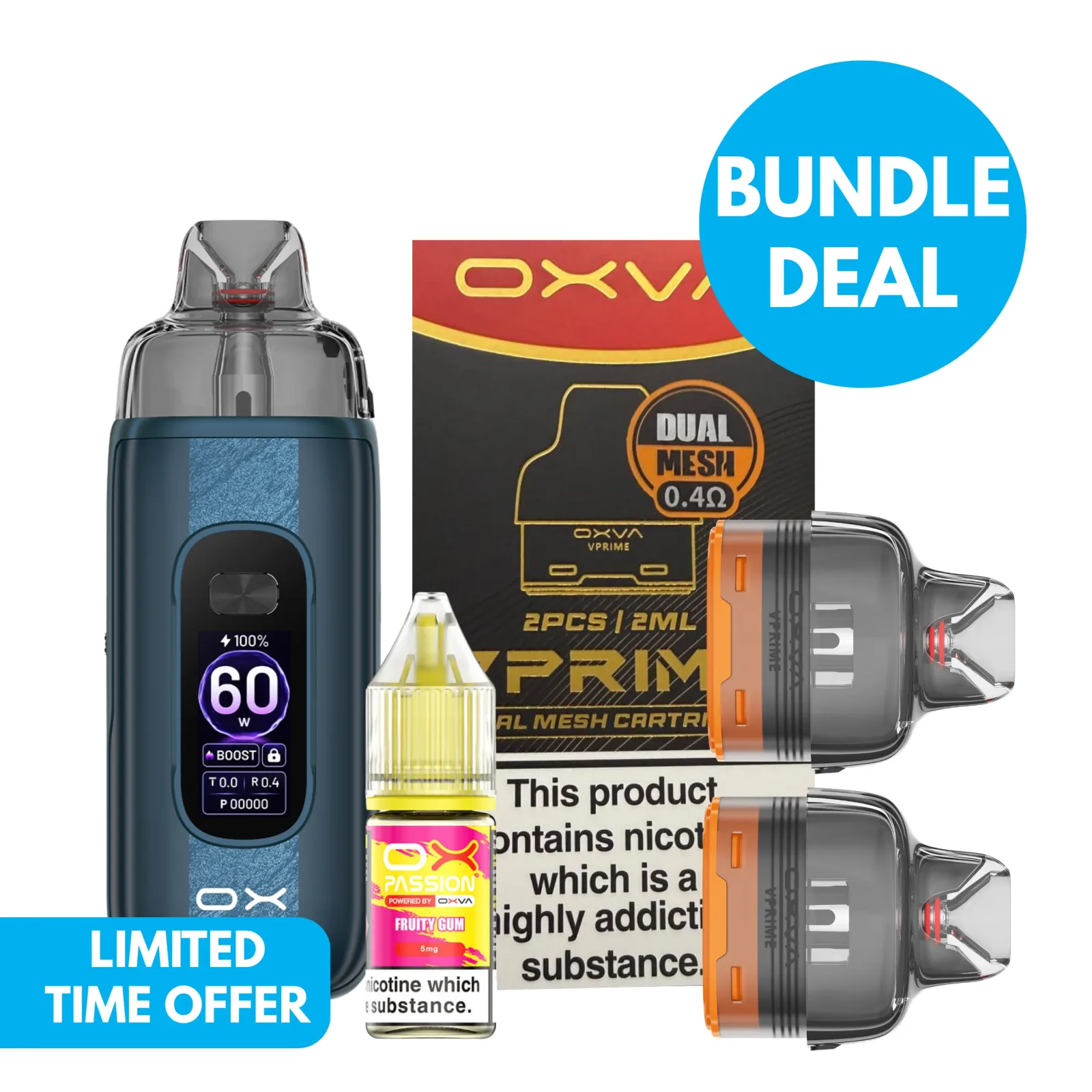 5mg (0.5%) OXVA VPrime 2 Pod Kit Bundle