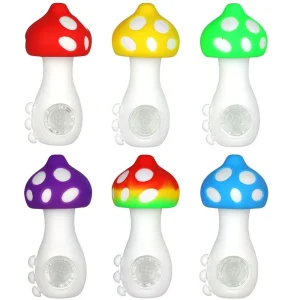 6CT BUNDLE - Silicone Mushroom Hand Pipe - 4.25" / Assorted Colors