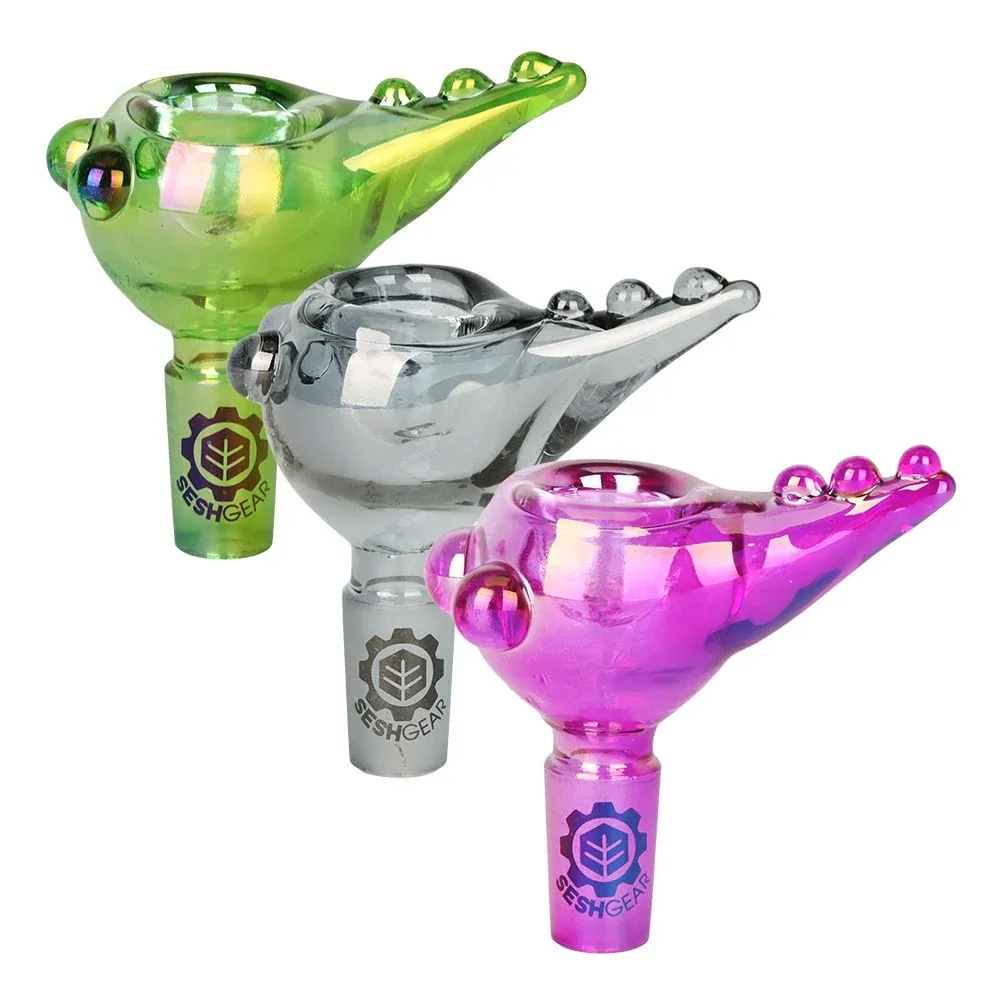 9CT DISPLAY - SeshGear Chromatic Pushed Bowl w Pulled Handle - 14mm M / Assorted Colors - Image 2