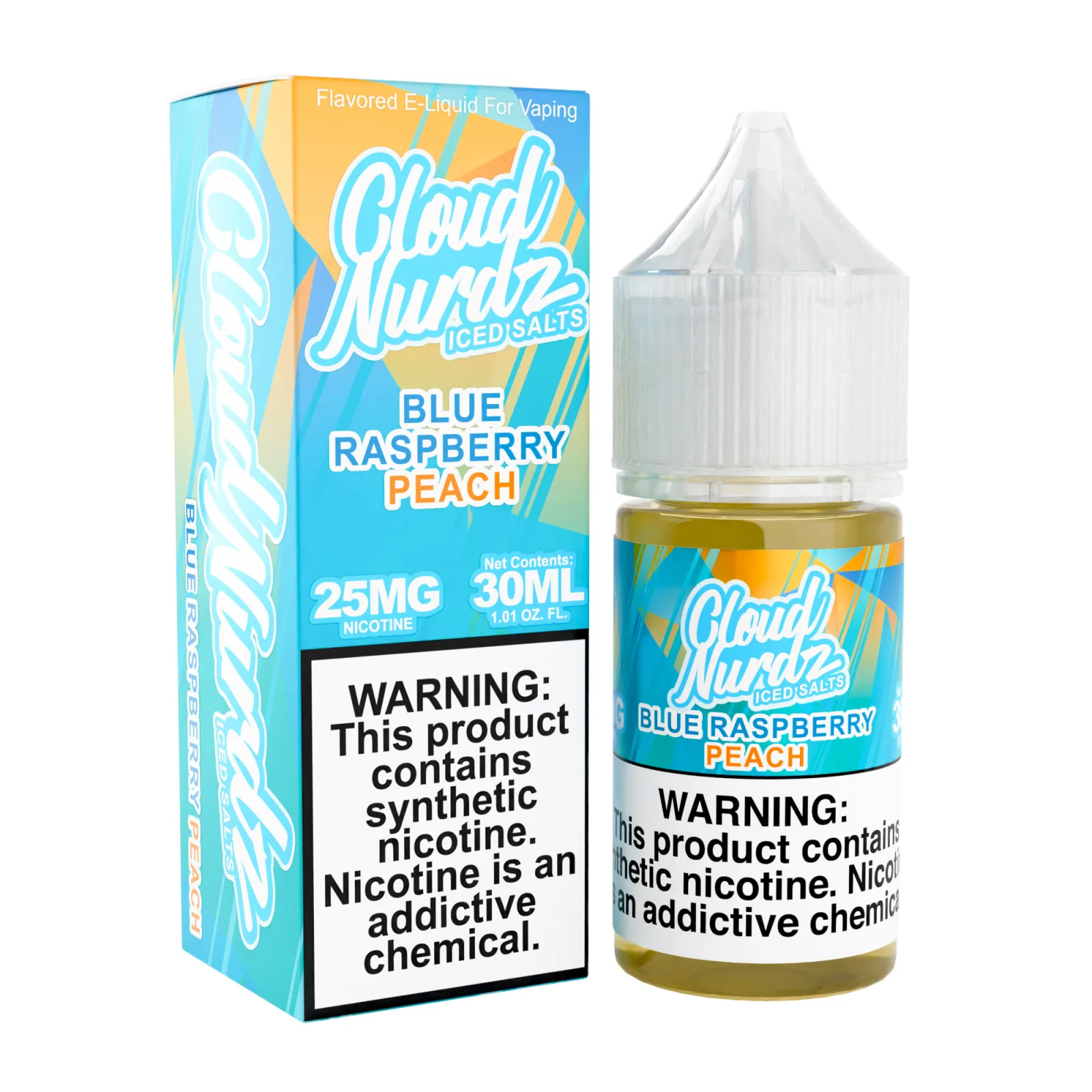 Blue Raspberry Peach Iced – Cloud Nurdz Salts – 30mL