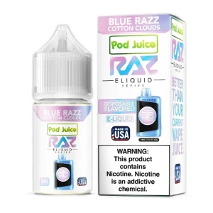 Blue Razz Cotton Clouds Pod Juice RAZ Disposable Collab Nic Salt E-juice 30ml