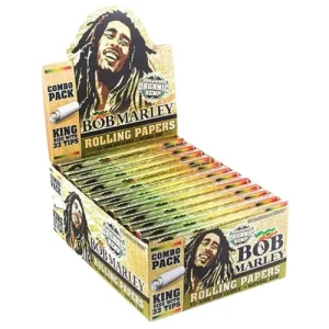 Bob Marley Organic Hemp King Size Rolling Papers with Filter Tips