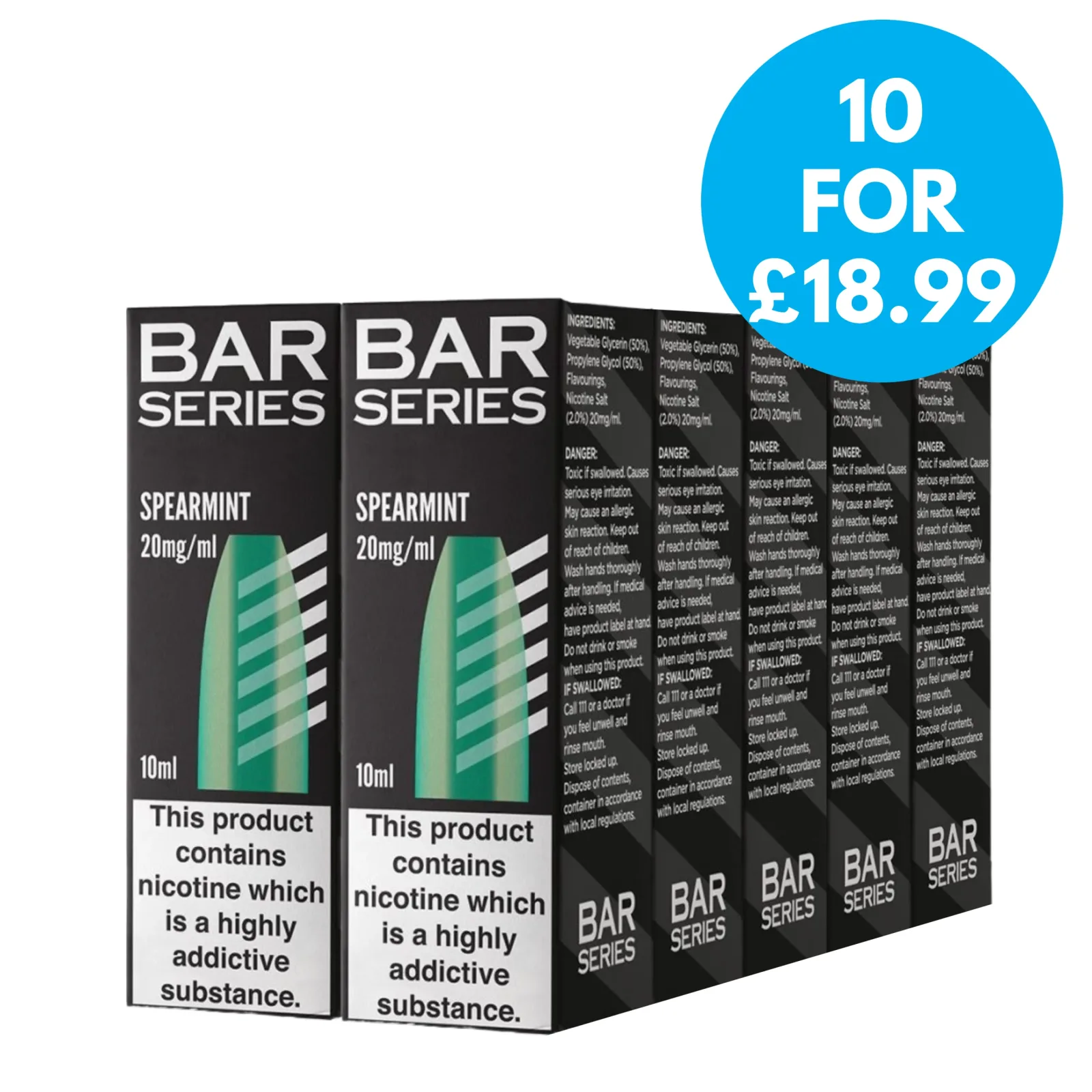 Box of 10 – 20mg (2%) Bar Series 10ml Nic Salts
