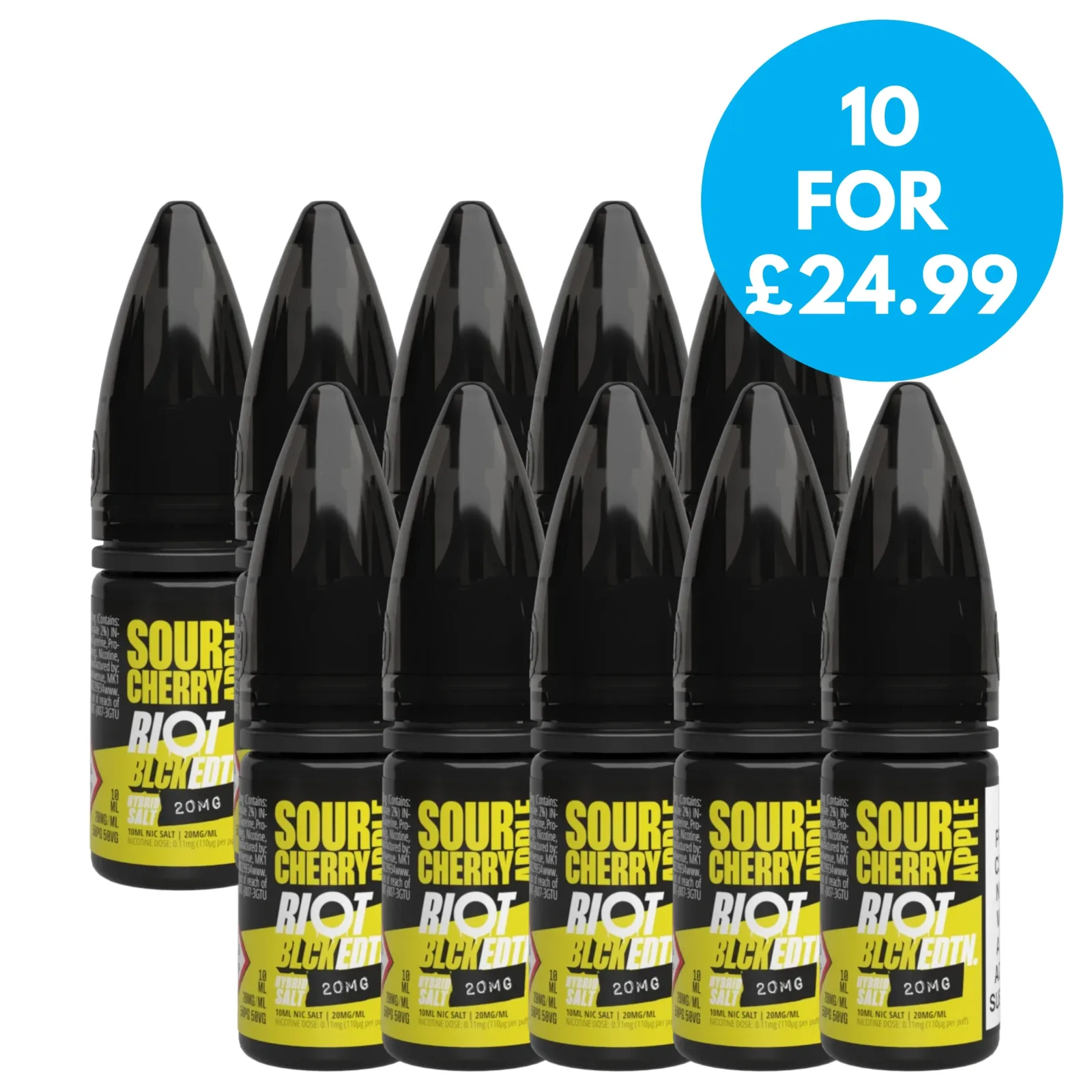 Box of 10 – 20mg Riot Squad Black Edition V2 Nic Salts 10ml