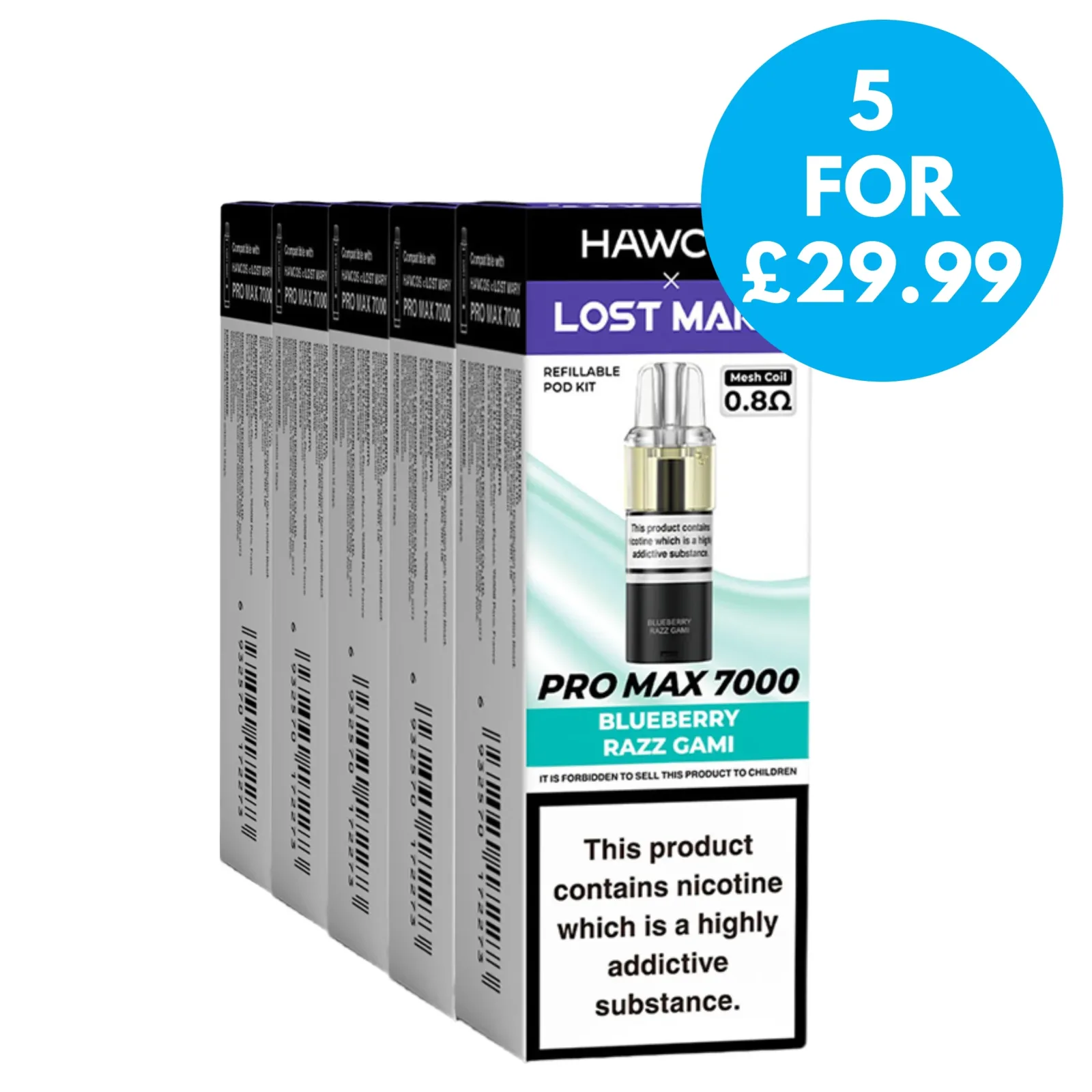 Box of 5 – 20mg Hawcos X Lost Mary Pro Max 7k Refill Pack