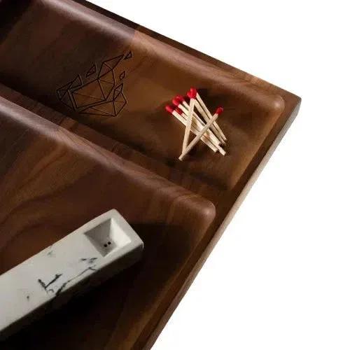 BRNT Designs Yaketa Wood Rolling Tray - Dark Walnut - Image 2