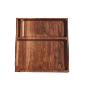 BRNT Designs Yaketa Wood Rolling Tray - Dark Walnut