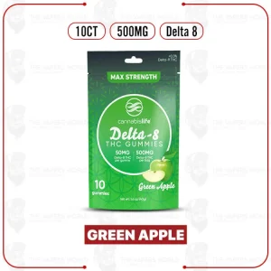 Cannabis Life Delta-8 Green Apple Gummies – 500mg (10ct)