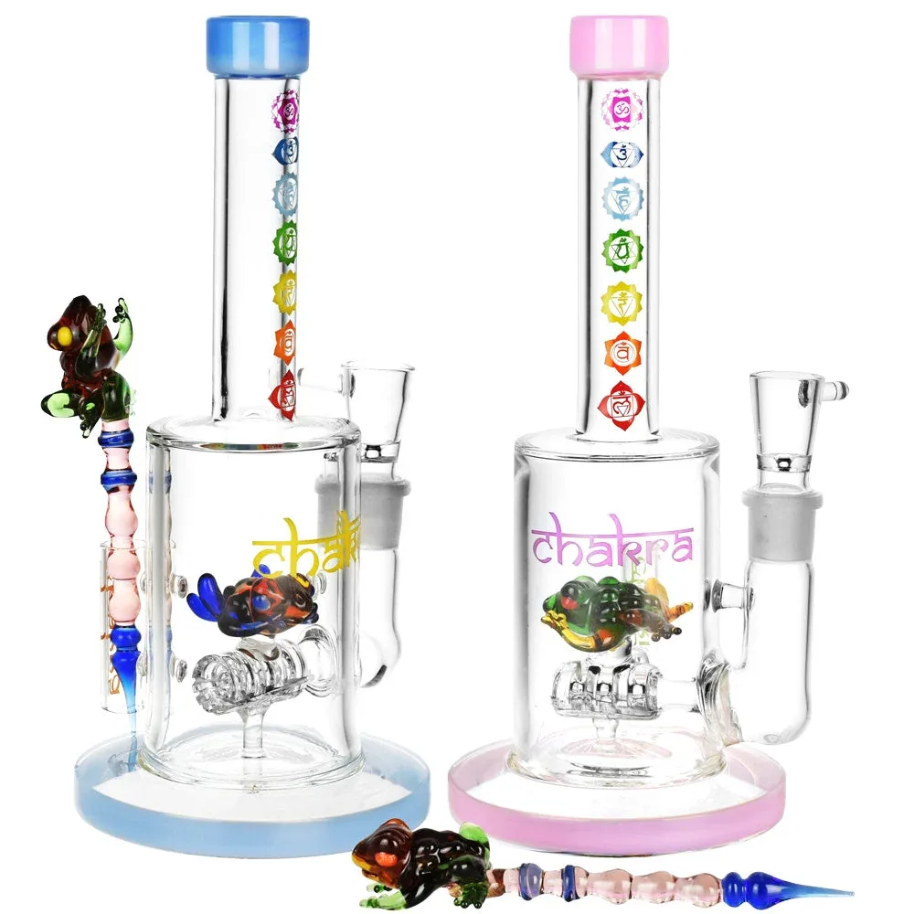 Chakra Frog Water Pipe w/ Stir Tool - 9"/19mm F/Asst Colors - Image 2