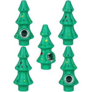 Christmas Tree Silicone Hand Pipe - 4.9" 5ct