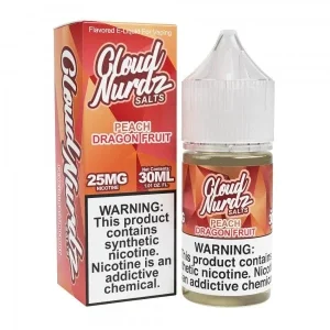 Cloud Nurdz Salts Peach Dragon Fruit Nic Salt Vape Juice 30ml - 25MG