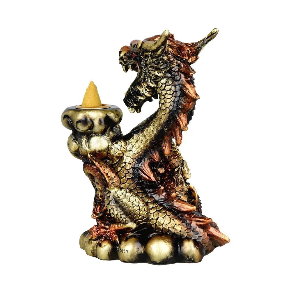 Copper Dragon Backflow Cone Incense Burner - 6" - Image 2