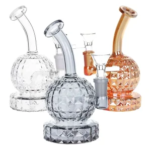 Diamond Cut Water Pipe - 6.25" / 14mm F / Assorted Colors 3ct