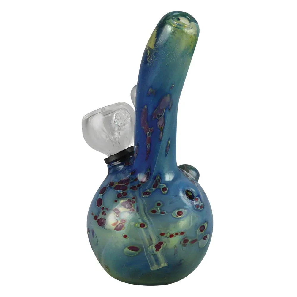 Double Glass Water Pipe- 5.25" / Grommet / Blue w/ Red Spots - Image 2