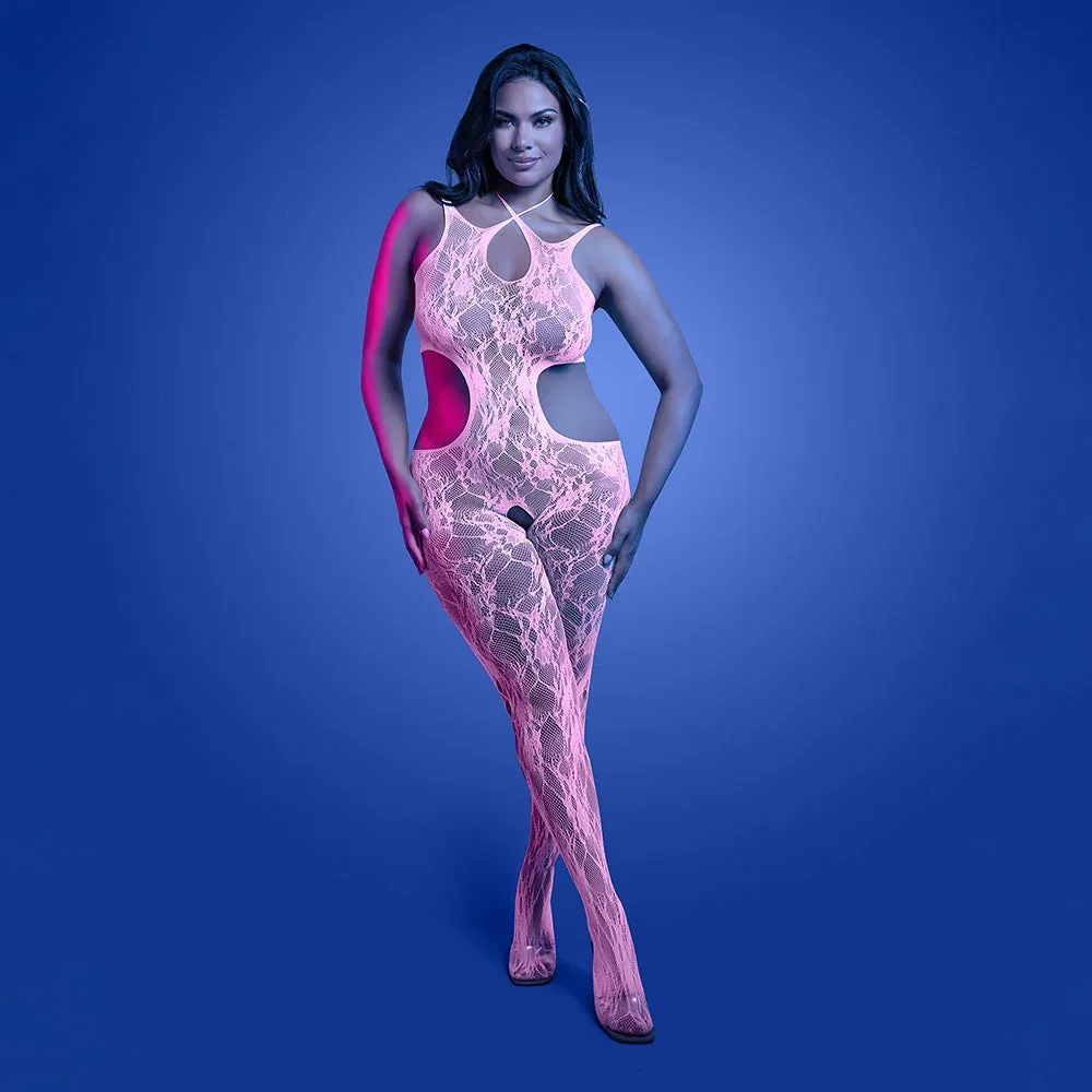 Fantasy Lingerie Glow Equilibrium Glow-in-the-Dark Crotchless Bodystocking Queen Size - Image 2