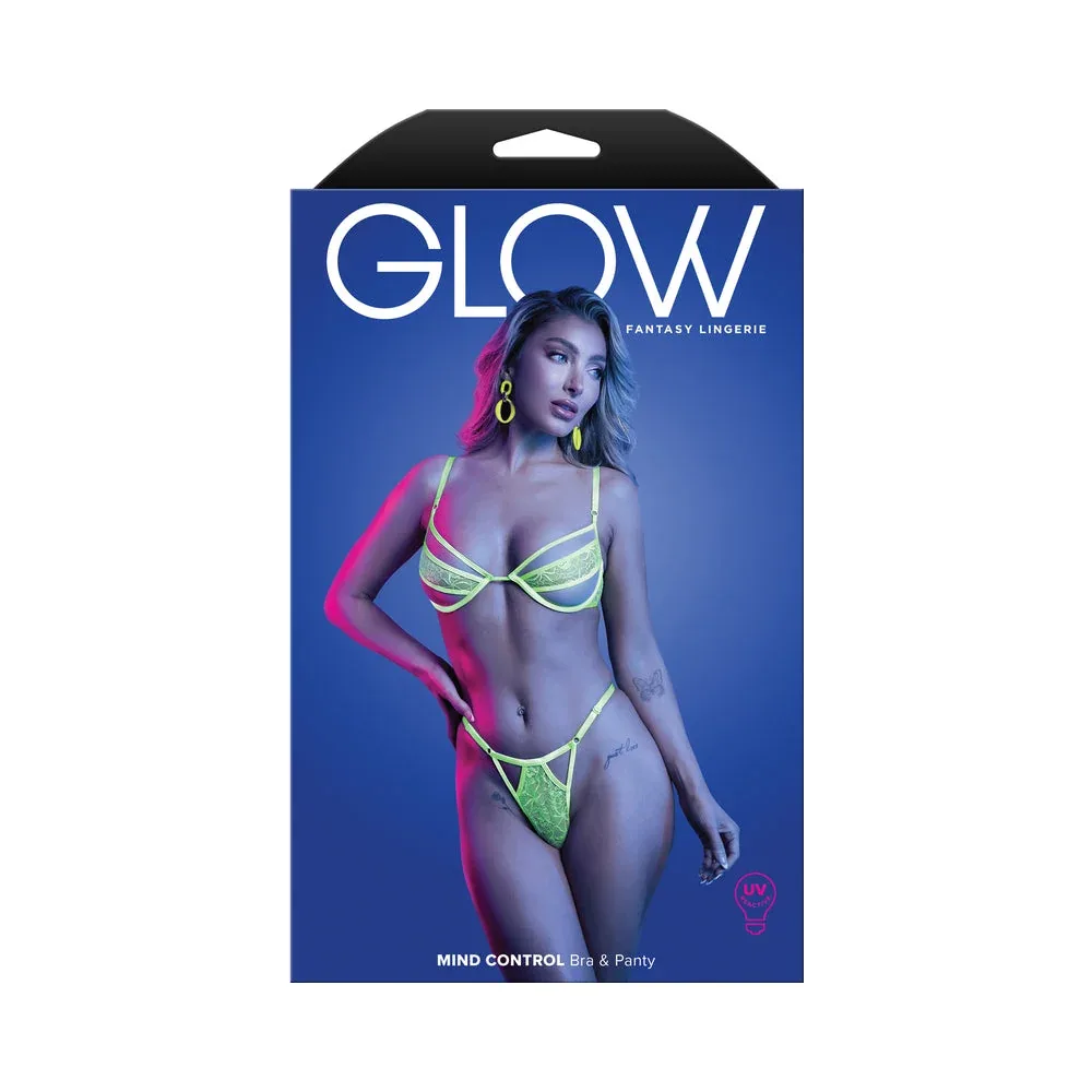 Fantasy Lingerie Glow Mind Control UV Reactive Paneled Underwire Bra & Panty S/M