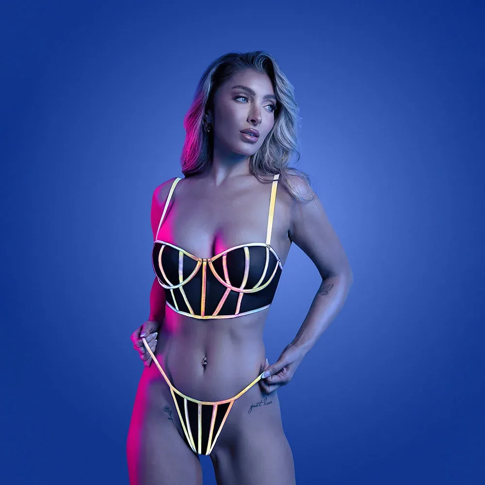 Fantasy Lingerie Glow Solar Flare Underwire Bra & Panty M/L - Image 2