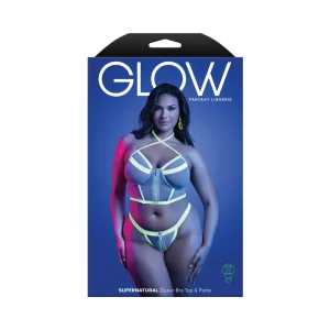 Fantasy Lingerie Glow Supernatural Glow-in-the-Dark Zipper Top & Panty Queen Size