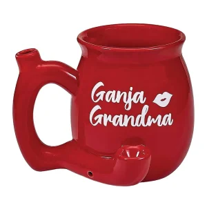 GANJA GRANDMA ON RED CHUBBY PREMIUM ROAST & TOAST PIPE MUG