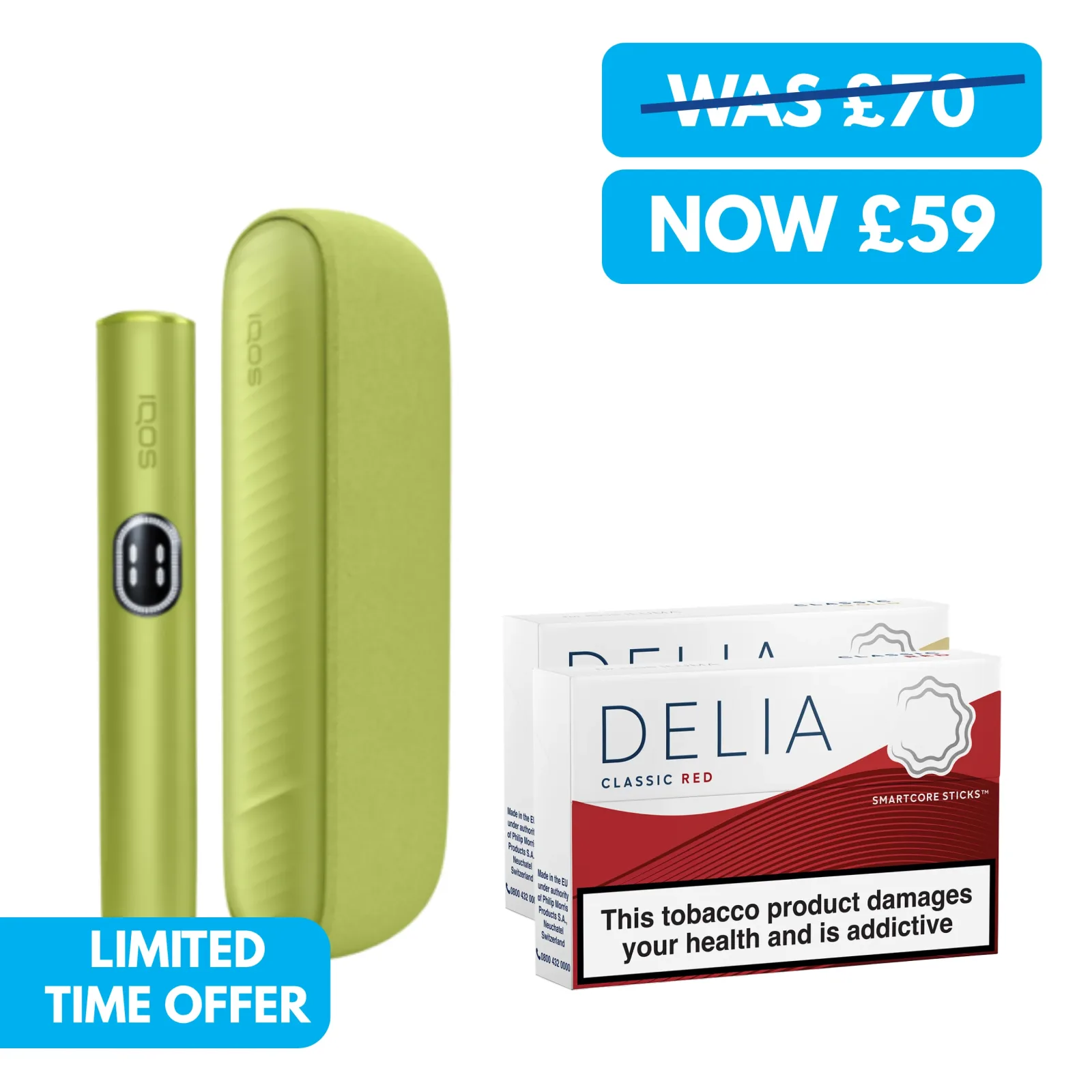 IQOS Iluma i Heated Tobacco Device Bundle (DELIA Sticks)