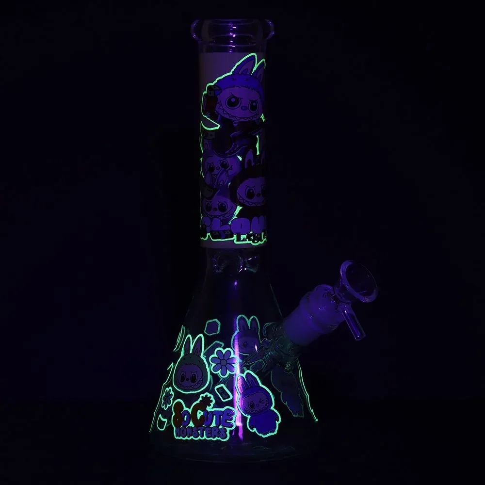 Labubu Beaker Glass Water Pipe Bong | 9.75" | 14mm F | Designs Vary - Image 2