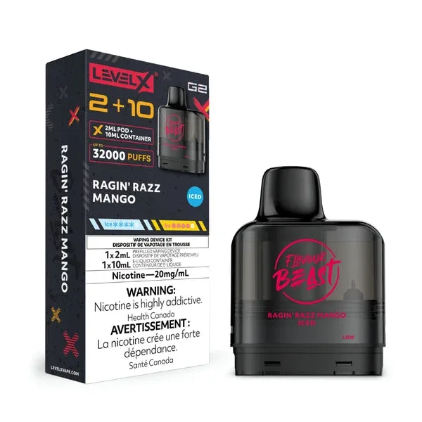 Level X G2 2+10 Flavour beast ragin razz mango 32k