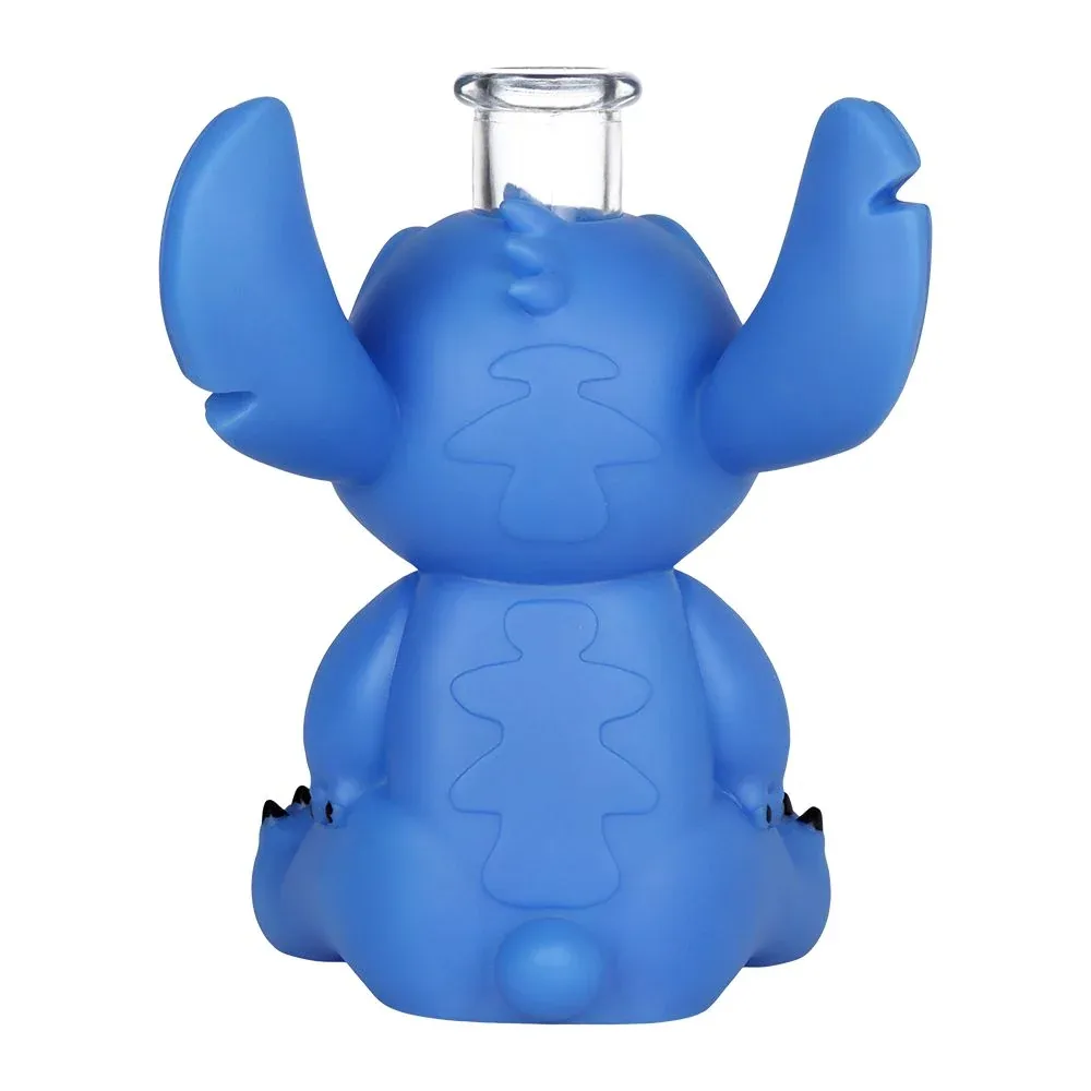 Little Blue Creature Vinyl on Glass Water Pipe - 7" / 14mm F - Image 2