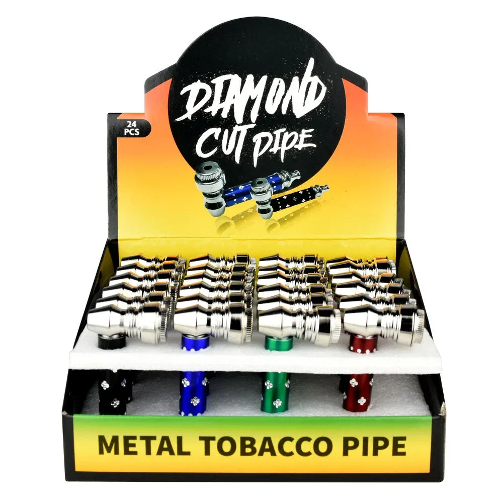 Metal Tobacco Pipes - 2.75" / Assorted Colors - 24PC DISPLAY
