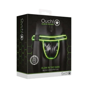 Ouch! Glow in the Dark Buckle Jock Strap Neon Green S/M