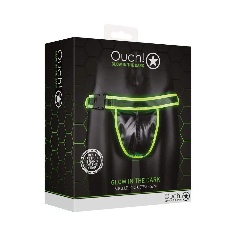 Ouch! Glow in the Dark Buckle Jock Strap Neon Green S/M