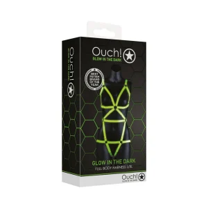 Ouch! Glow in the Dark Full-Body Harness Neon Green L/XL