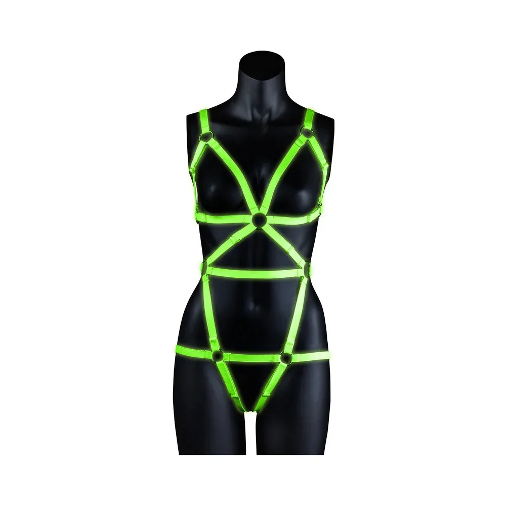 Ouch! Glow in the Dark Full-Body Harness Neon Green L/XL - Image 2