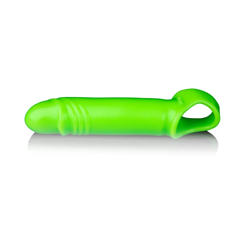 Ouch! Glow in the Dark Smooth Stretchy 6.3 in. Penis Sleeve Neon Green - Image 2