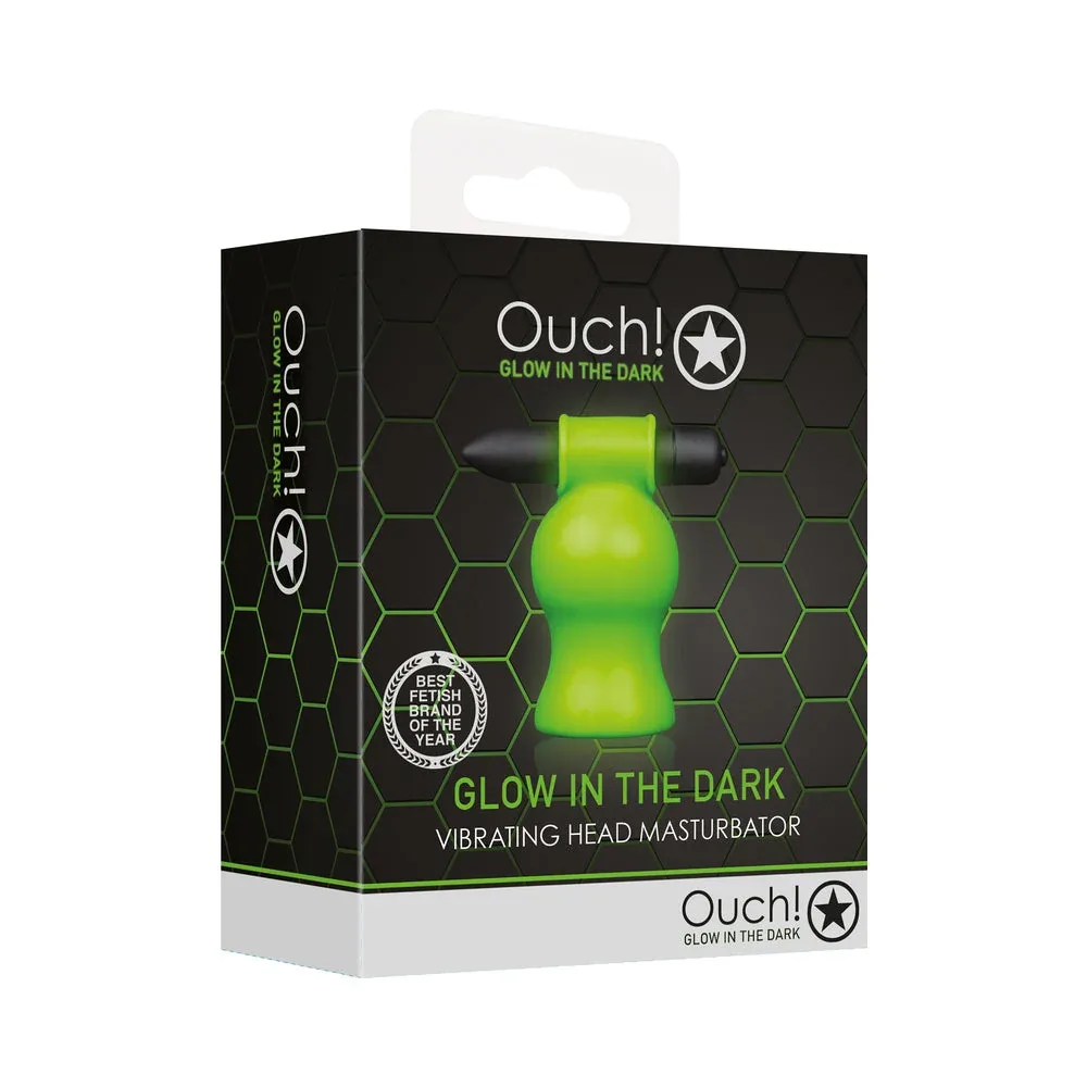 Ouch! Glow in the Dark Vibrating Head Masturbator Neon Green