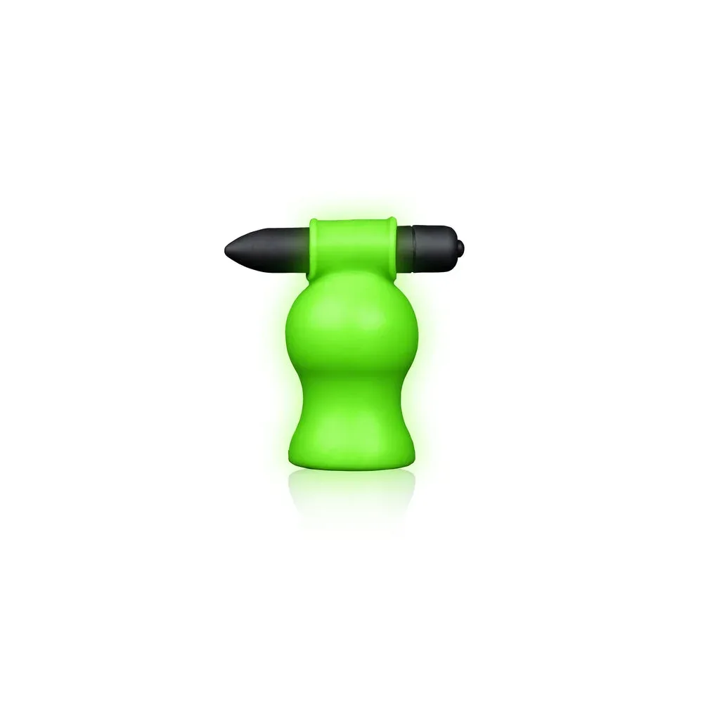 Ouch! Glow in the Dark Vibrating Head Masturbator Neon Green - Image 2