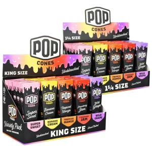 POP Cones Unbleached | Assorted Flavors | 25pc Display