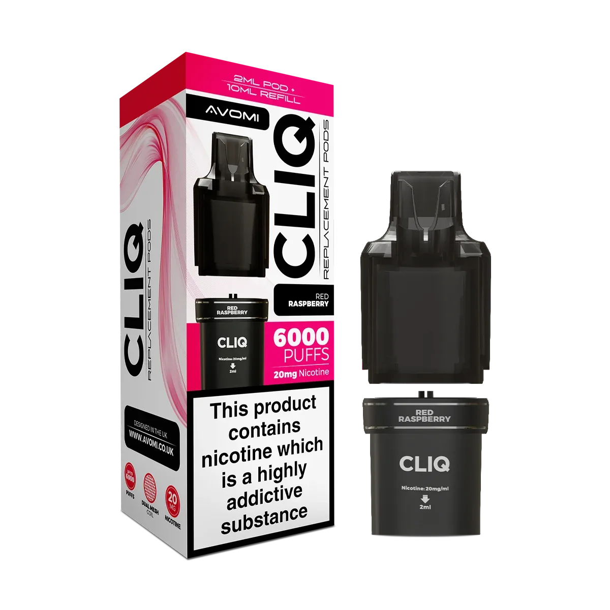 Red Raspberry Avomi Cliq 6000 Refill Pack