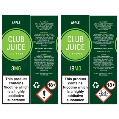 Apple E-Liquid by Club Juice 50/50 - Image 2