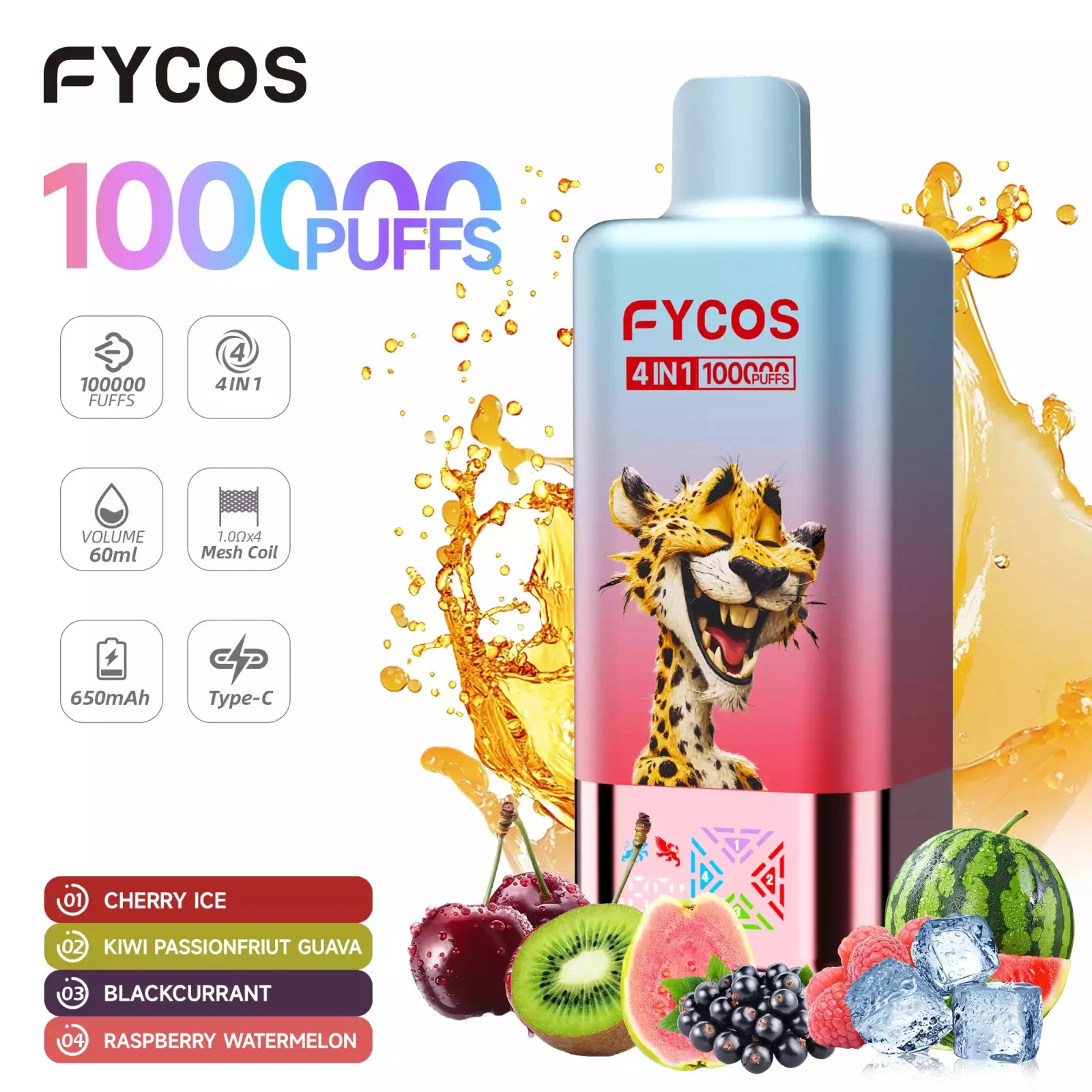 FYCOS 4-IN-1 100K Disposable Vape Wholesale 100000 Puffs Bulk Buy - Image 2