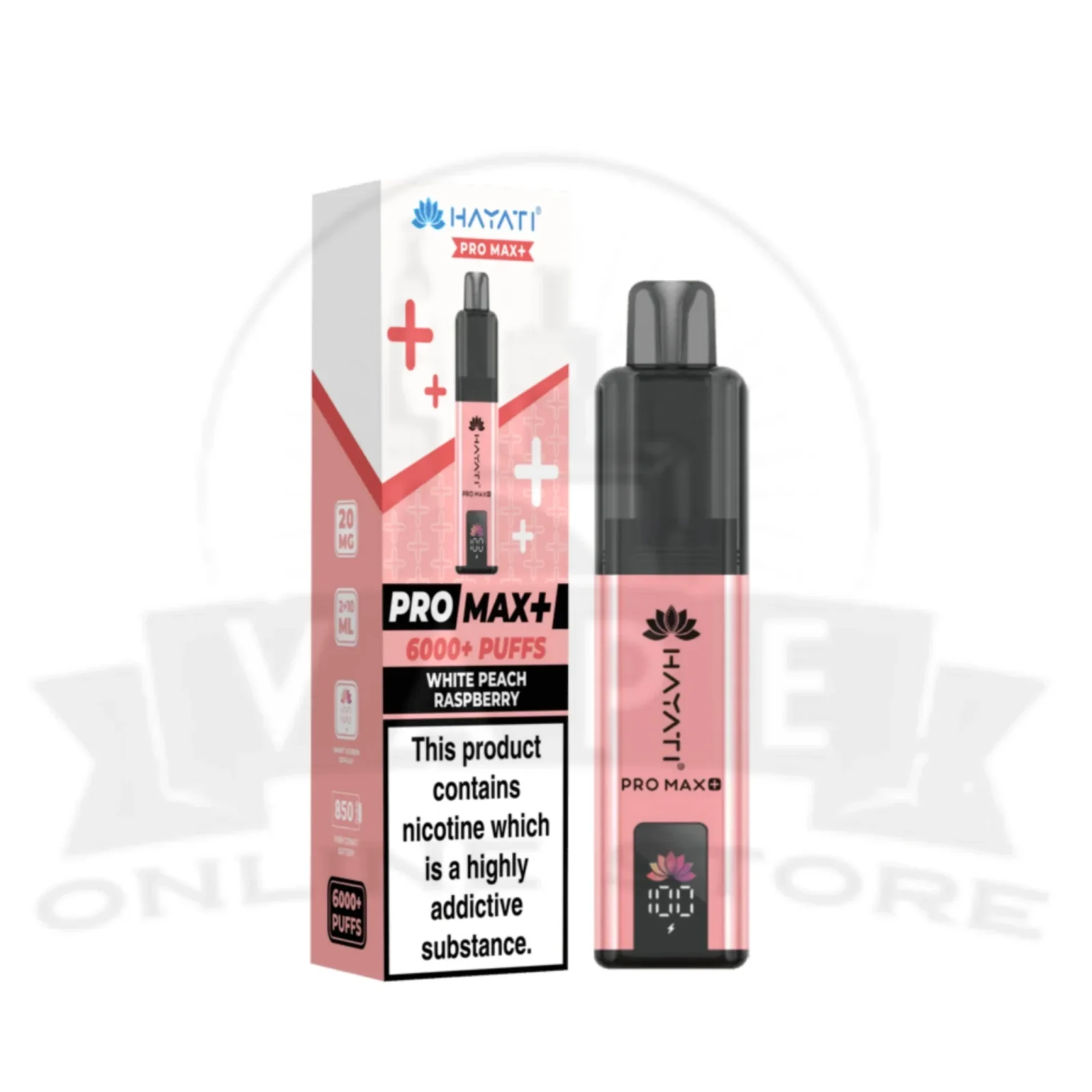 White Peach Raspberry Hayati Pro Max Plus 6000 Puffs Pod Kit