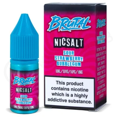 Sour Strawberry Bubblegum Nic Salt E-Liquid by Brutal